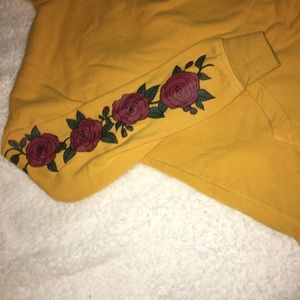 Zumiez Tops - yellow hoodie with roses Zumiez Tops - yellow hoodie with roses